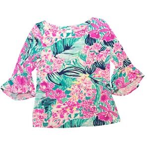 Lilly Pulitzer‎ Colorful 3/4 Sleeve Top Women's Size XS